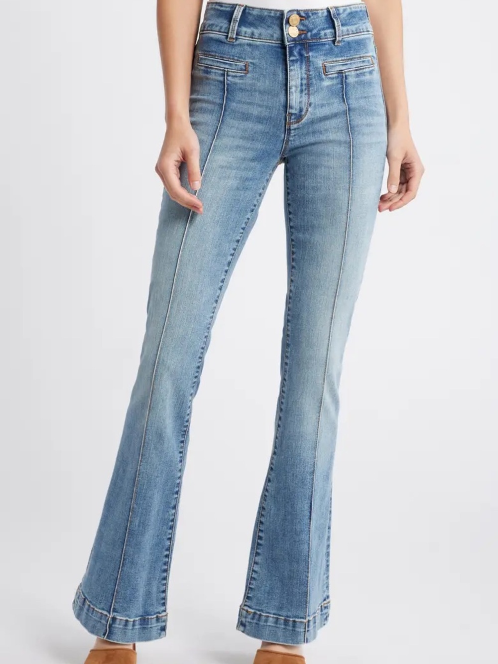 KUT from the Kloth Ana High Rise Flare Pintuck Seam Jeans Sz 10